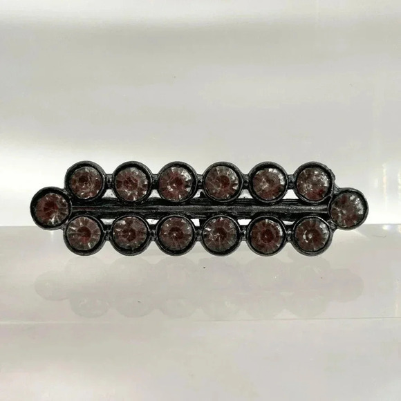 Silver Toned Vintage Rhinestone Classic Elegant Double Row Brooch Pin - Picture 1 of 10